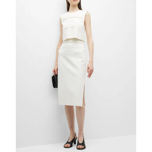 St John Sleeveless Milano Ottoman Knit Dress White Formal Cocktail Pencil Sz 10